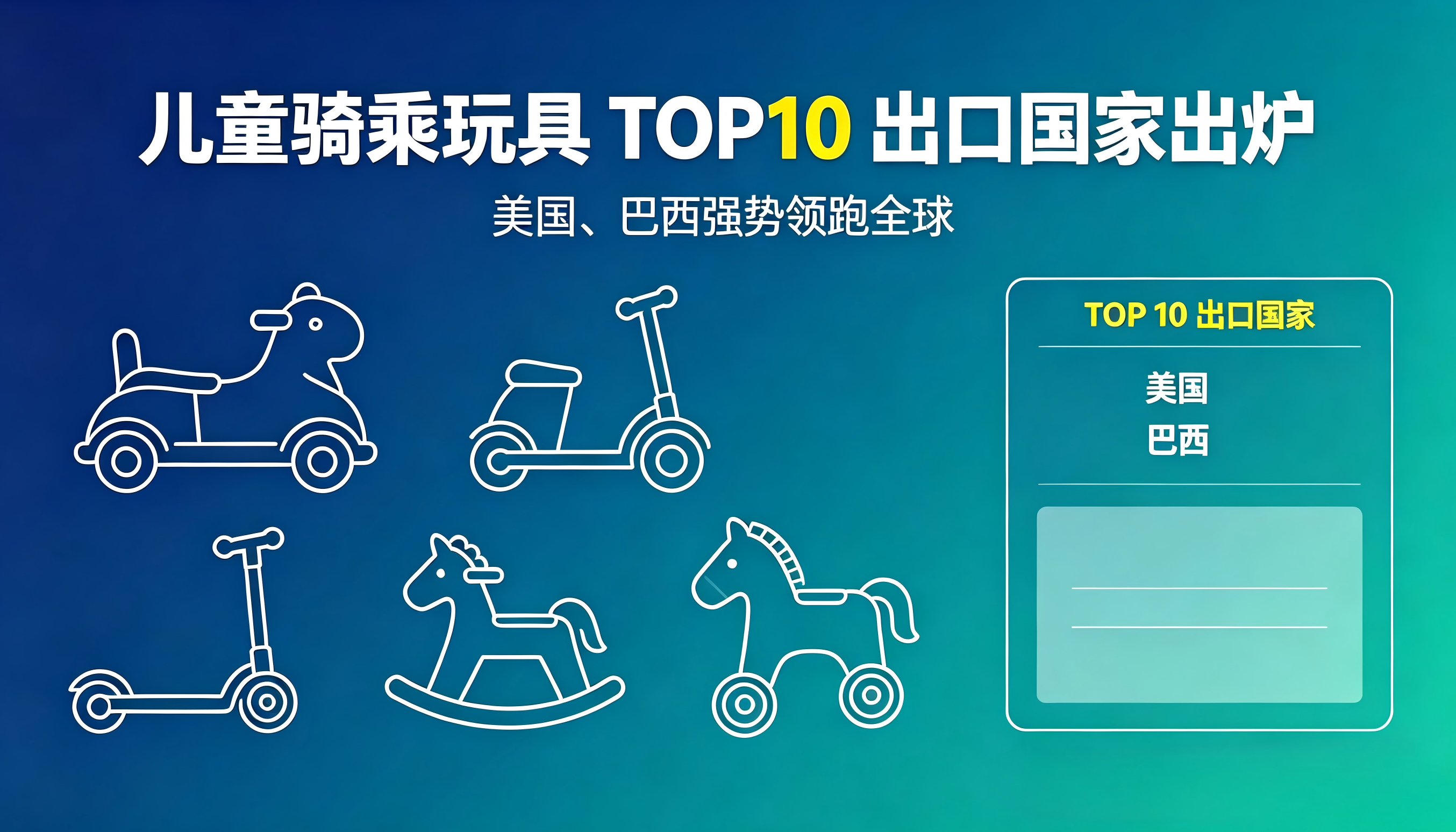 美国、巴西强势领跑！儿童骑乘类玩具出口TOP10揭晓