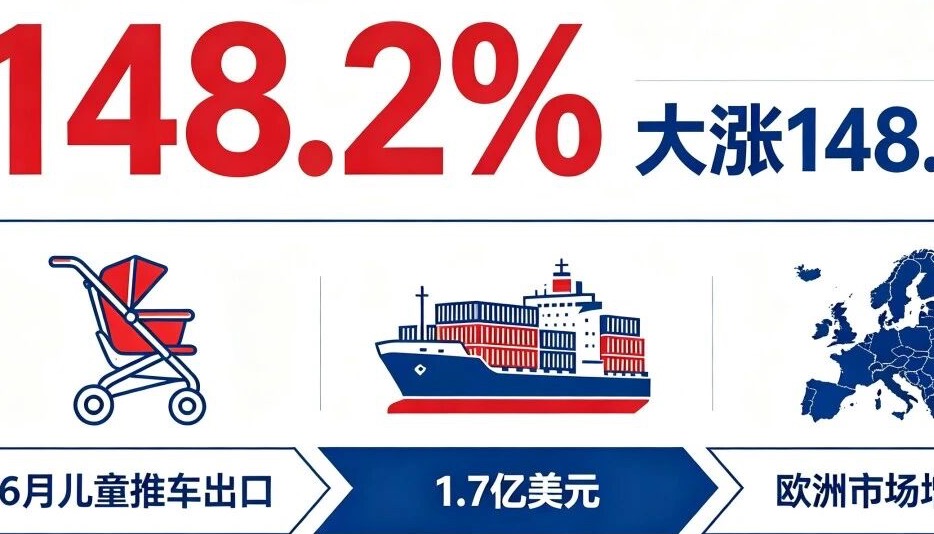 大涨148.2%！6月儿童推车出口1.7亿美元，欧洲市场增幅大