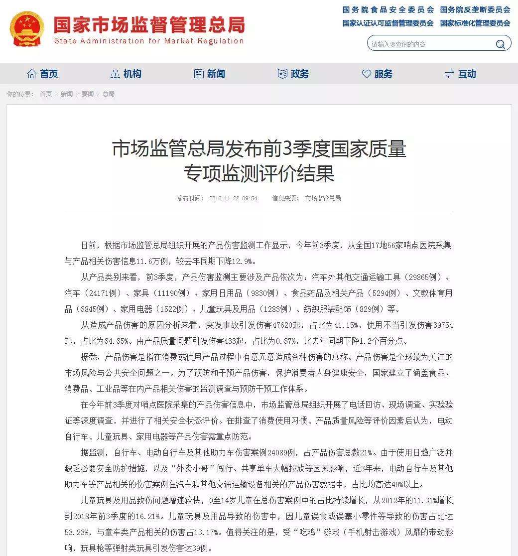 监管总局发布玩具、童车安全消费提示
