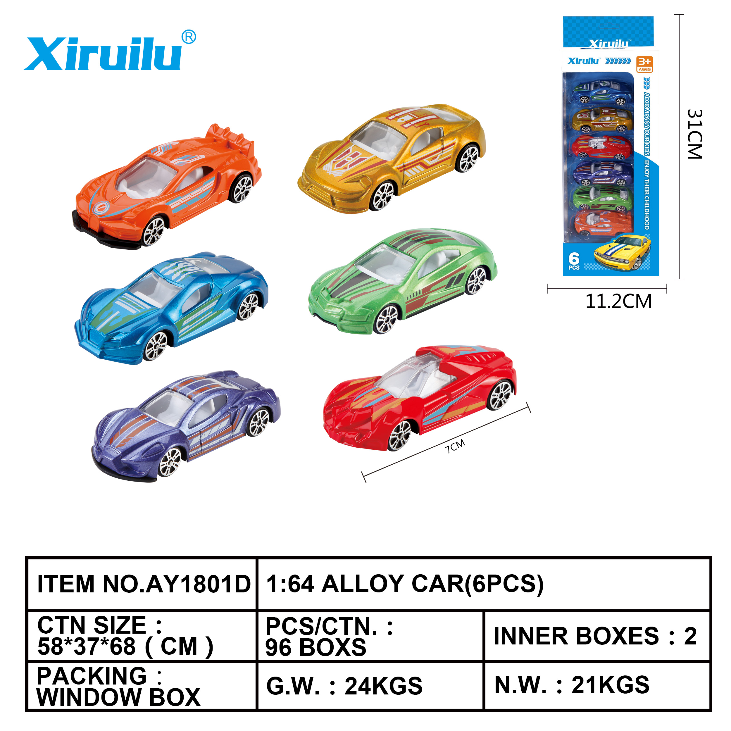 1:64 ALLOY CAR(6PCS)