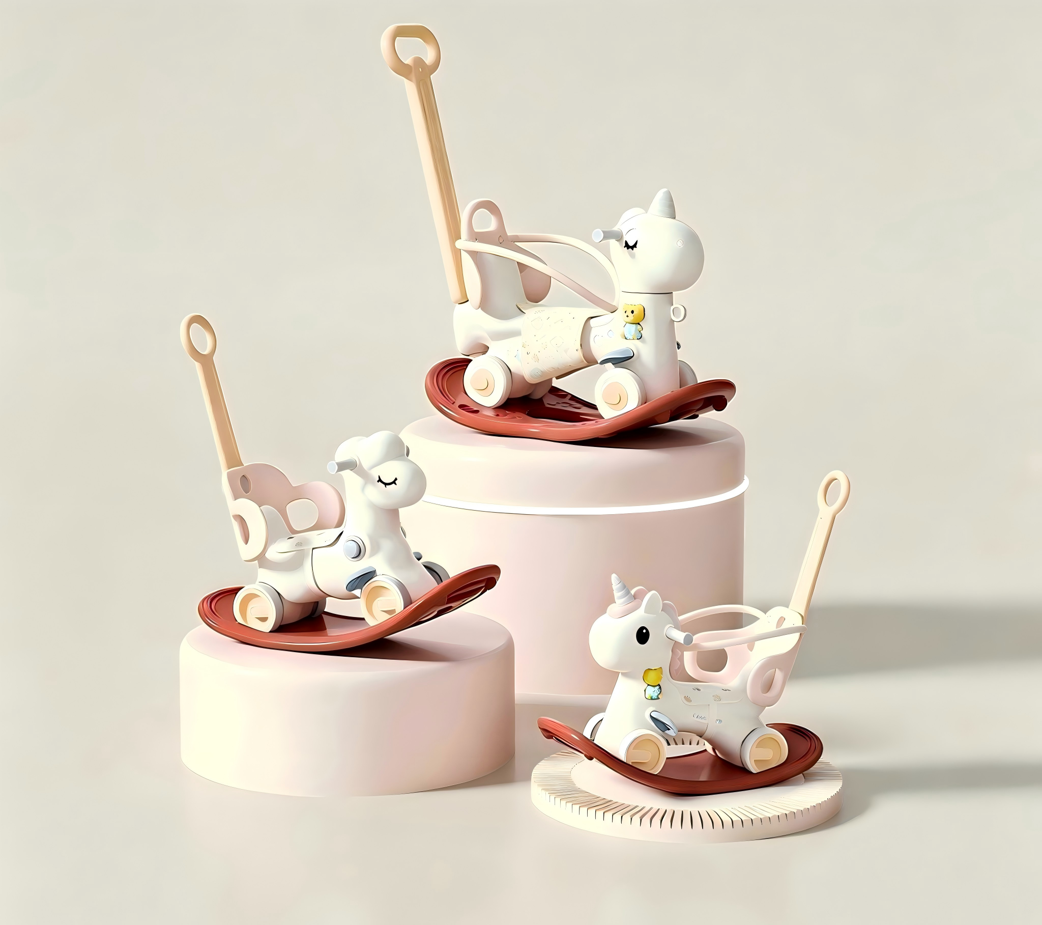 Multifunctional 2-in-1 baby rocking horse and stroller