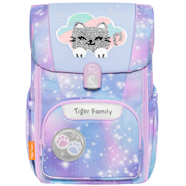 Tiger Family 飞跃系列轻量护脊书包 折叠版 - 云上小猫 [魔法可翻珠片]