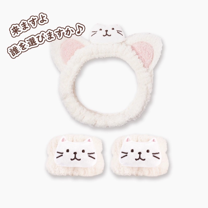 Japanese HAPINS Sanhua Cat Face Wash Hair Band Hair Band for Women facial mask Special Hair Band Wrist Band Drip proof and Moisture proof