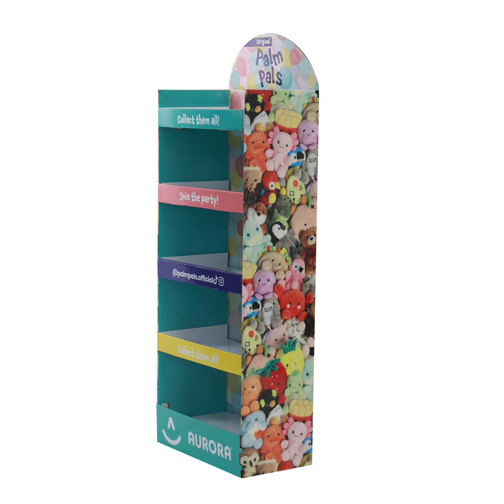 Custom Toys Display Rack Cardboard Pop Shelf Display Cardboard Floor Stand for Toys in Supermarket Retail Store