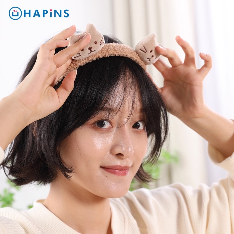 HAPiNS Cute Kitten Plush Face Wash Hair Hoop Instagram Internet Celebrity Sweet Cute Headband Hair Clip Female