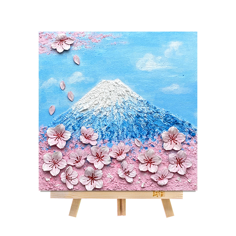 石英砂画-富士山樱花