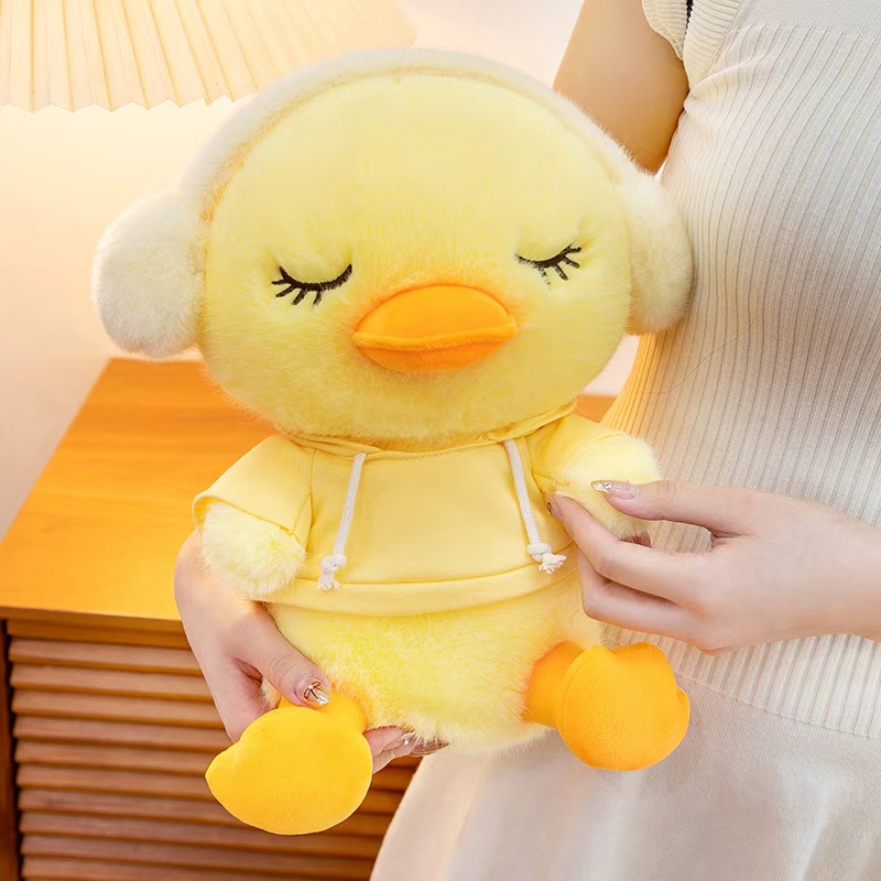 Headphones, hoodie, duck.