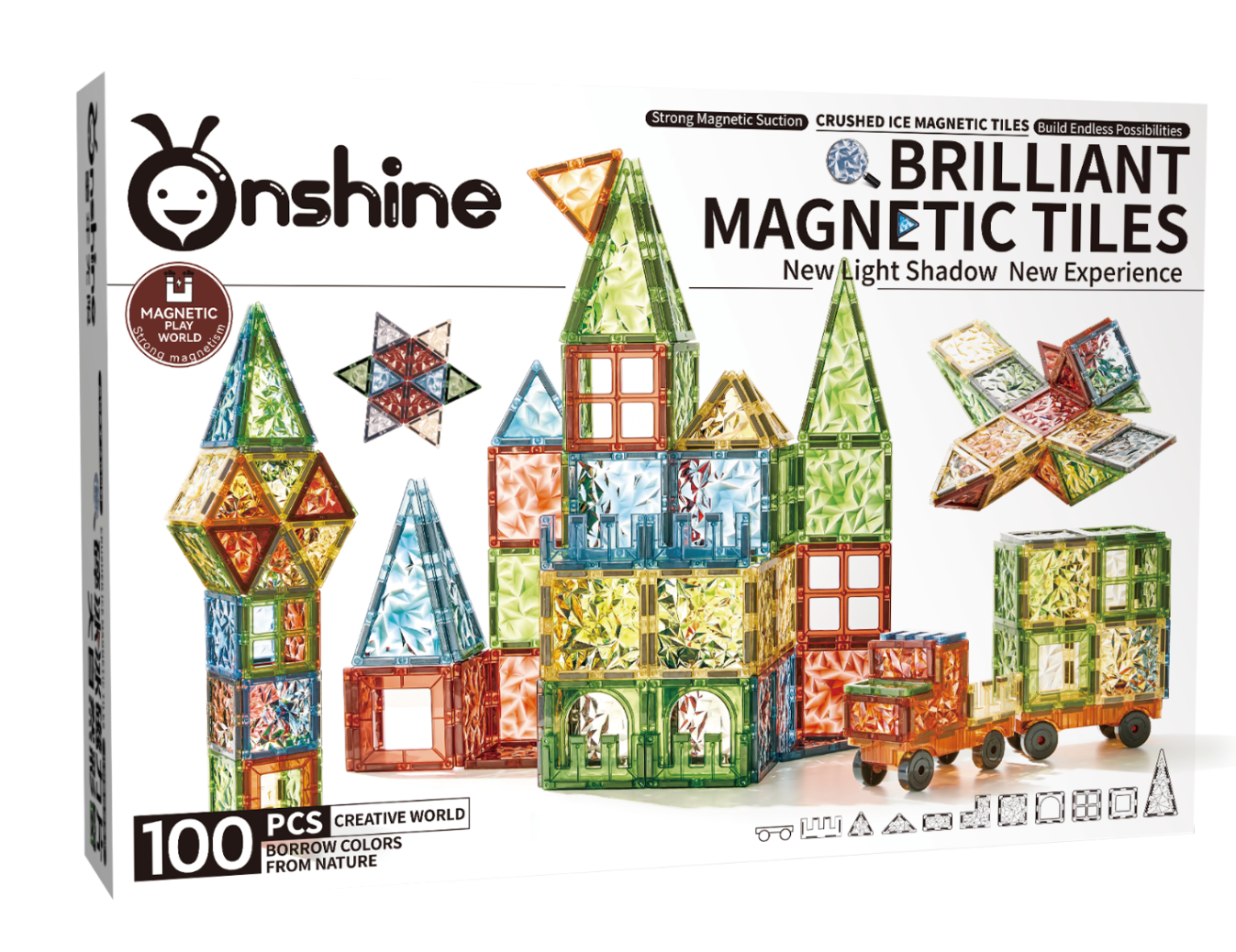 Sparkling Magnetic Pieces Colorful 100PCS 7.5 CM