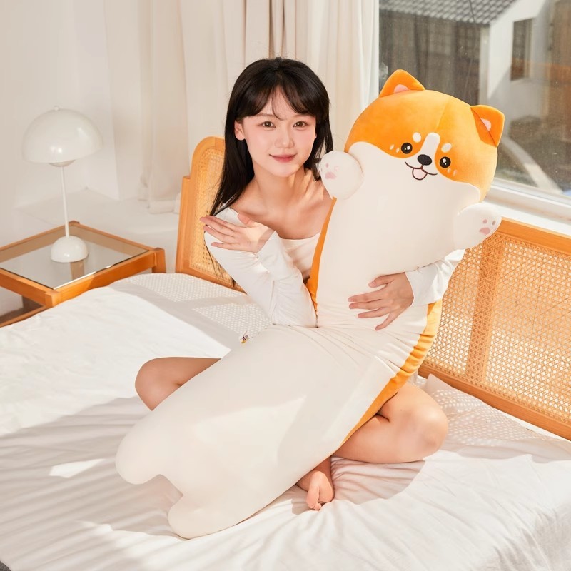 狗狗睡觉抱枕公仔毛绒玩具长条布娃娃玩偶陪夹腿大号女孩生日礼物