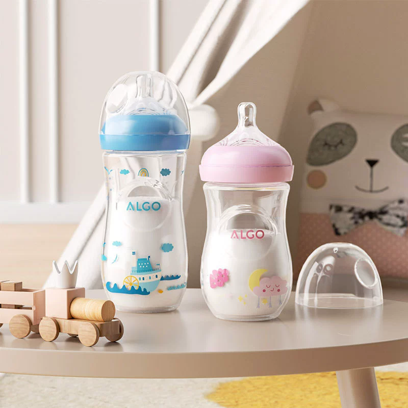 ALGO baby bottle newborn baby anti-colic bottle wide diameter PP plastic bottle