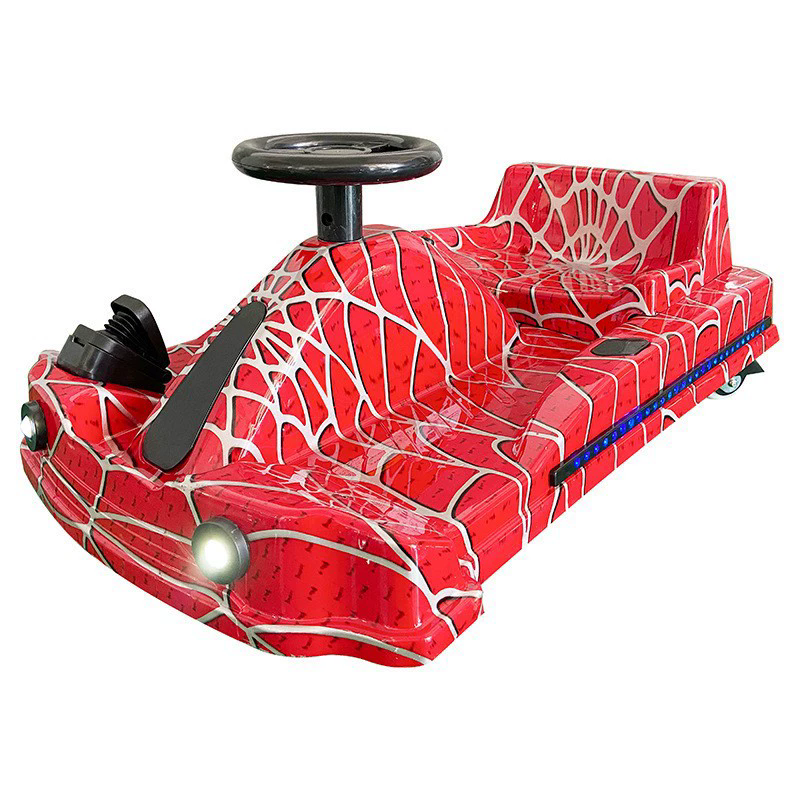 Outdoor Children's Continuously Variable Speed Electric Drift Car with LED Lights Connectable to Bluetooth Handbrake and Footbrake Crazy Kart