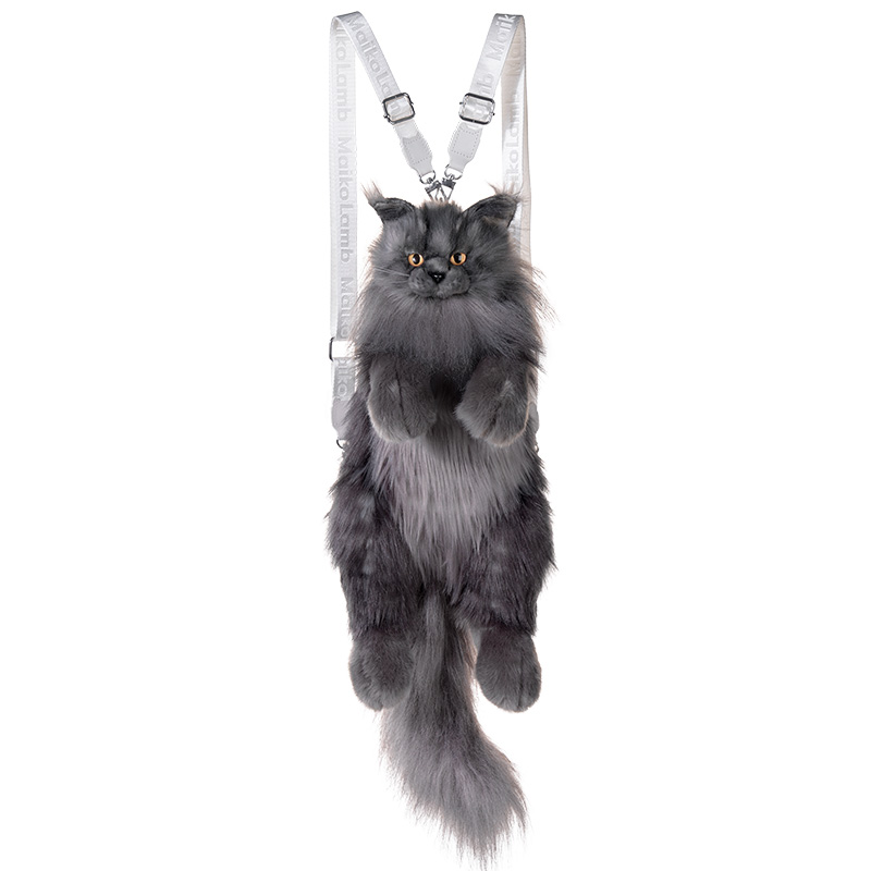 Black Maine Coon Plush Backpack