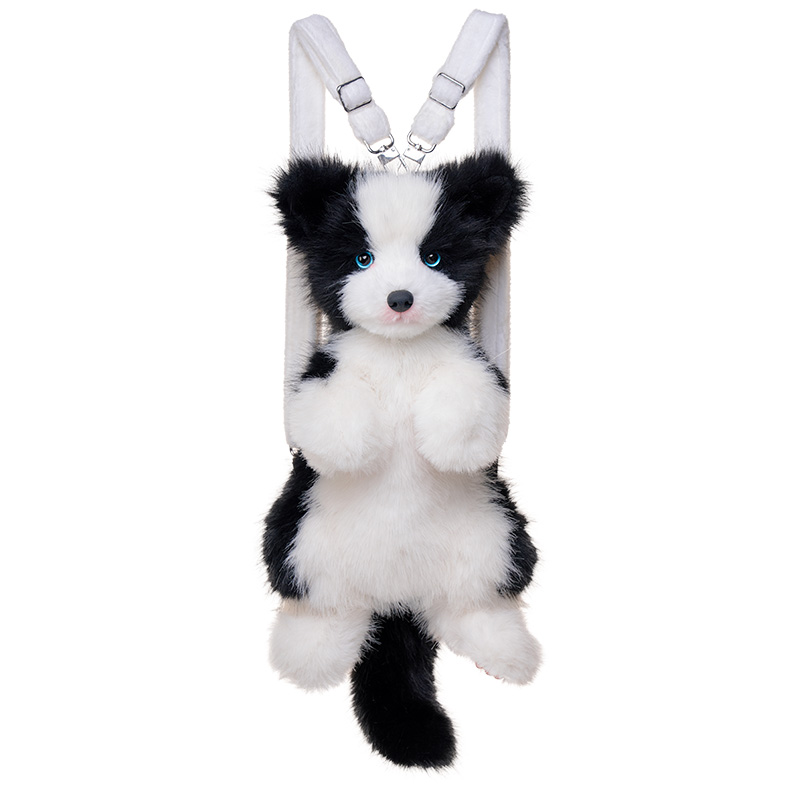 Simulation black and white border collie toy backpack
