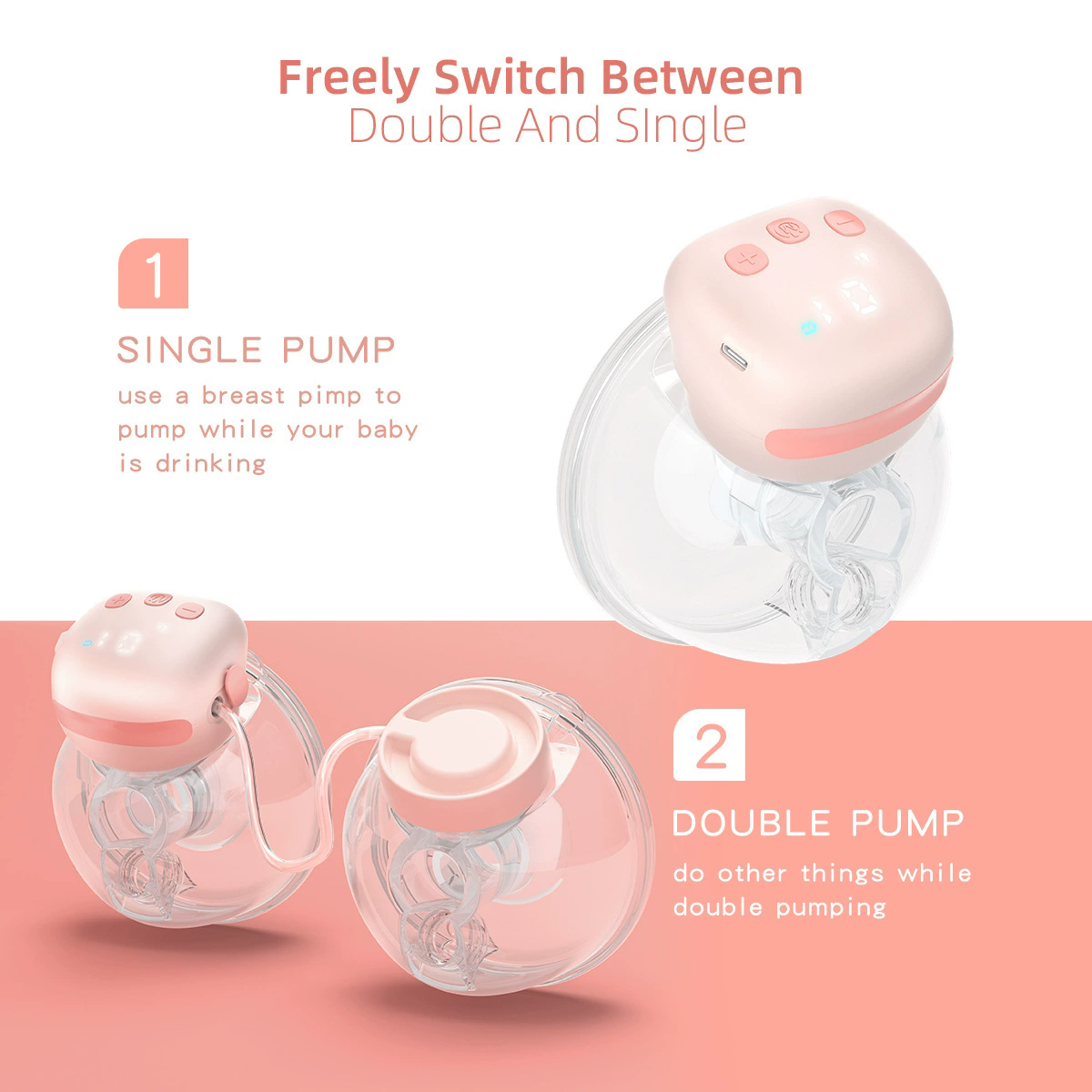 Wearable bilateral electric breast pumping