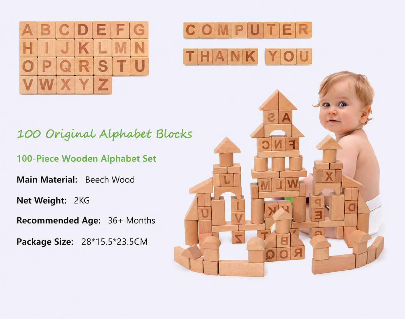 100 pcs wooden blocks