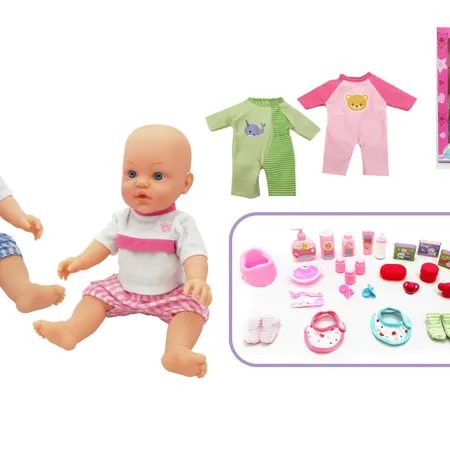 2 x 41cm Hard Body Doll & Accessories