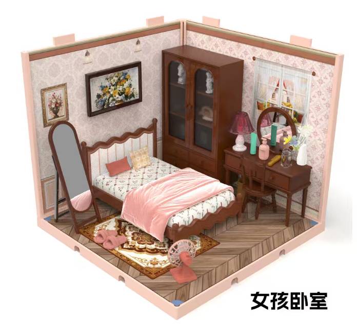 复古法式女孩卧室微场景