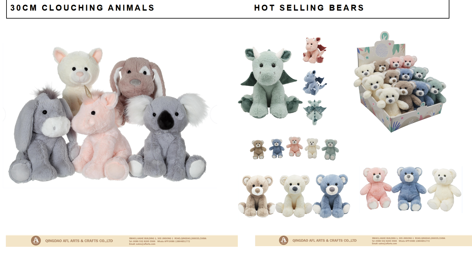 30CM CLOUCHING ANIMALS HOT SELLING BEARS