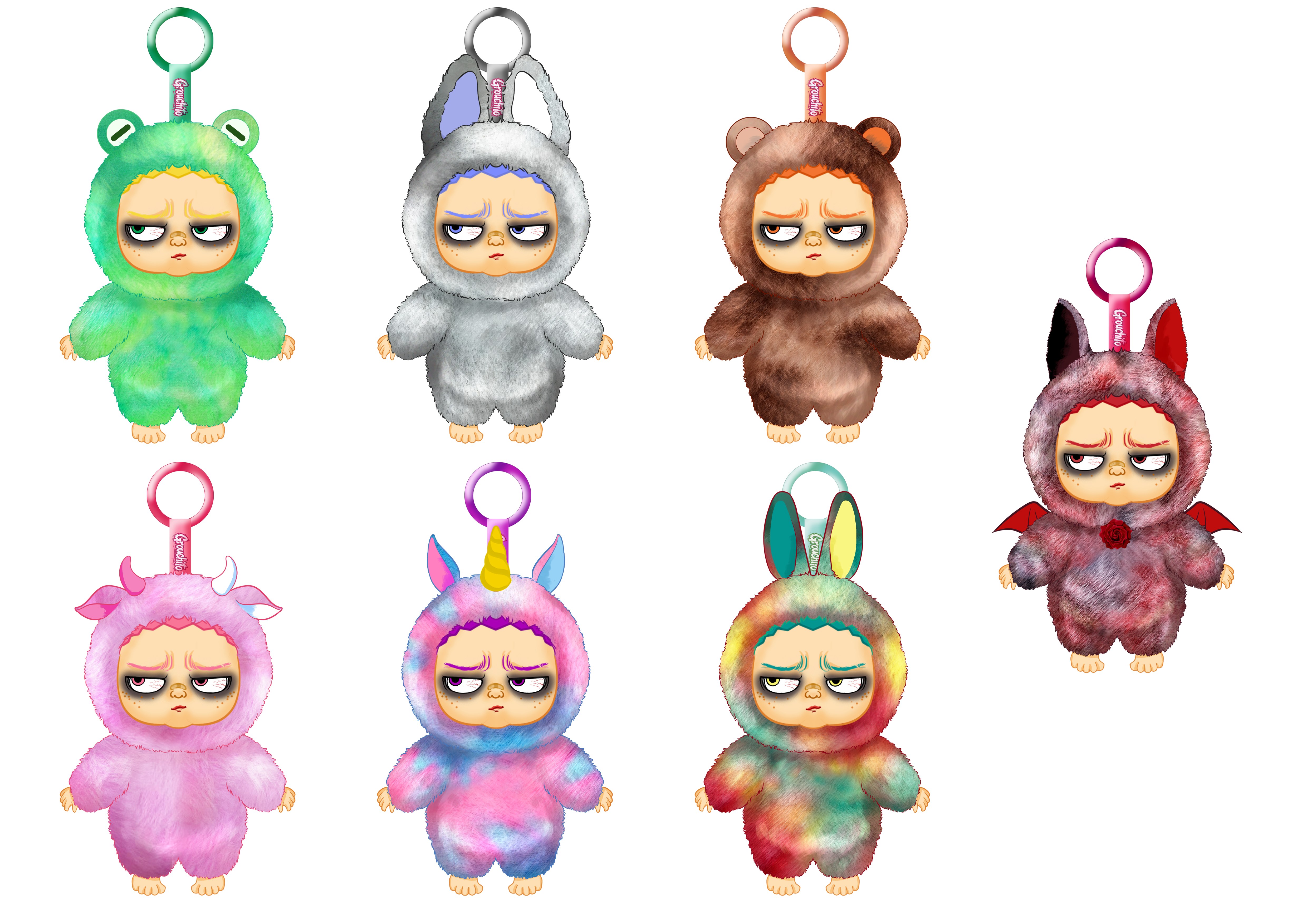 Grouchito All-nighter Alert Series - Rubber Face Plush Pendant Blind Box