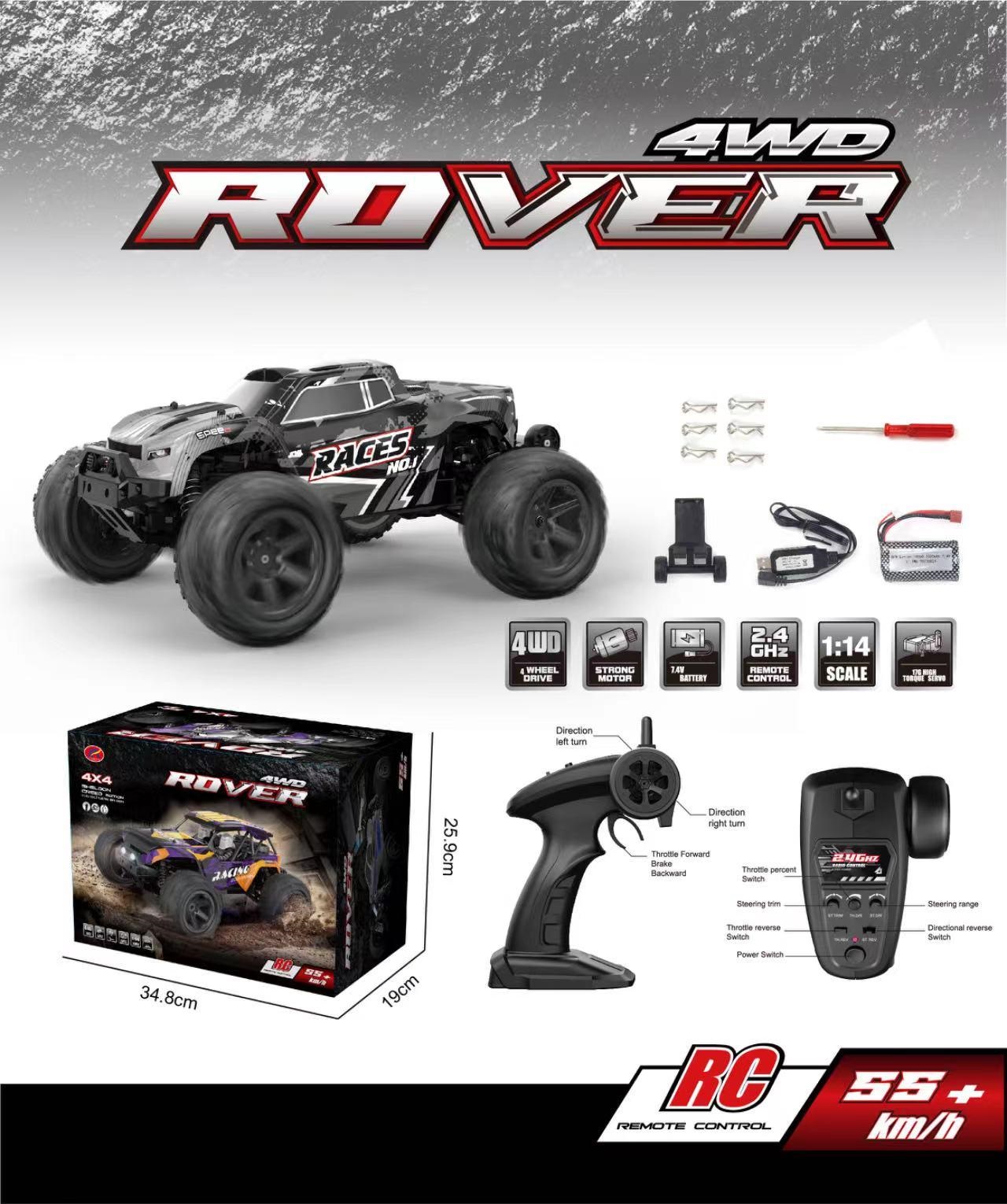 MH-8610# 1：14 2.4G 4WD Full scale High speed RC car included 7.4V 1500MAH battery in car with USB cable, not included 3AA battery in controller