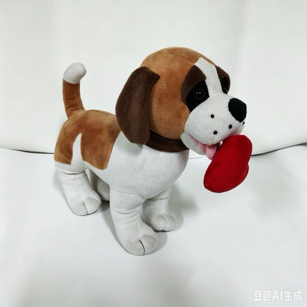 Plush dog with heart