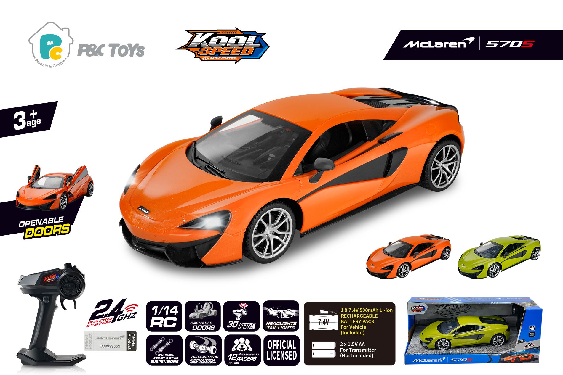 1:14 2.4G R/C High Speed McLaren 570S with Rechargeable Battery