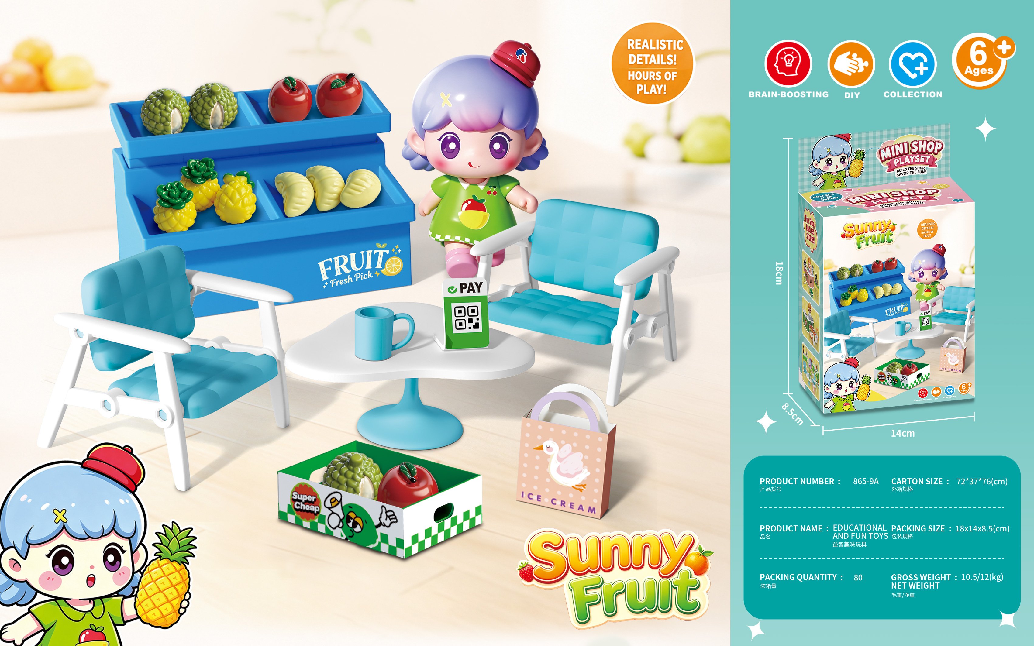 Mini fruit shop play set