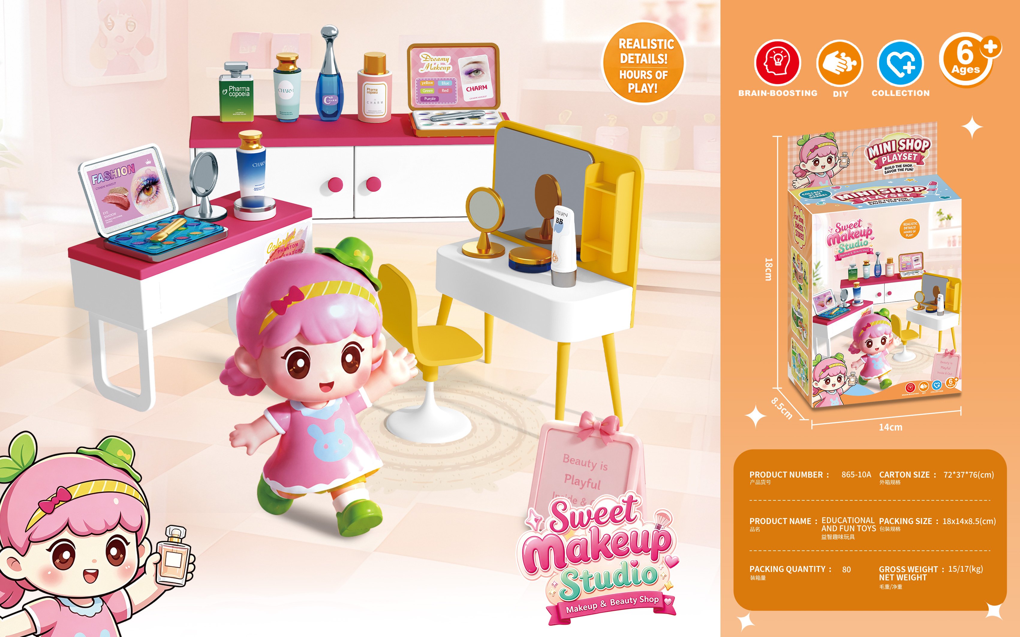Mini play at home makeup table set