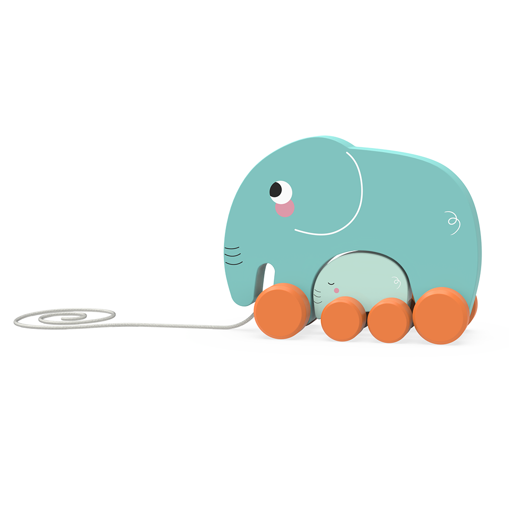 Wooden Pull Along Elephants
