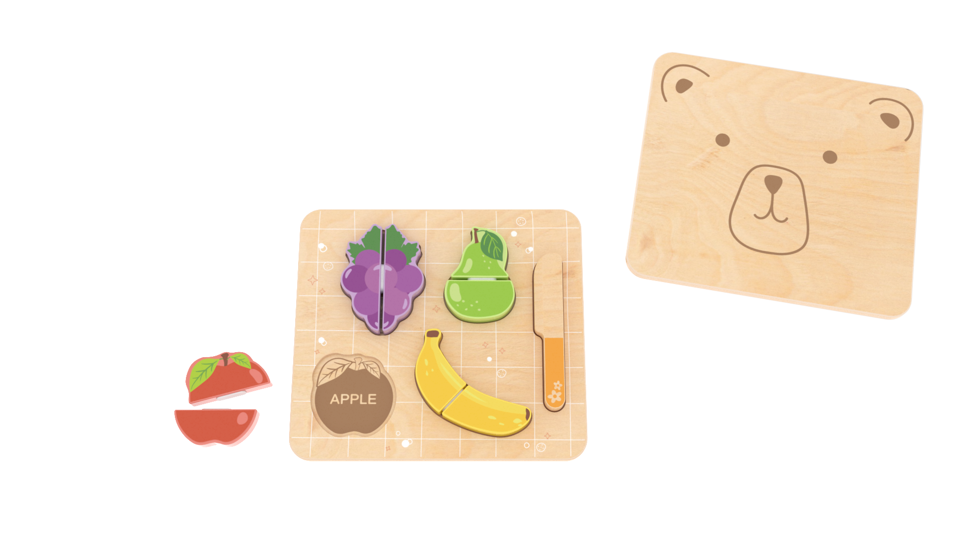 Wooden Cut Fruit Puzzle Set