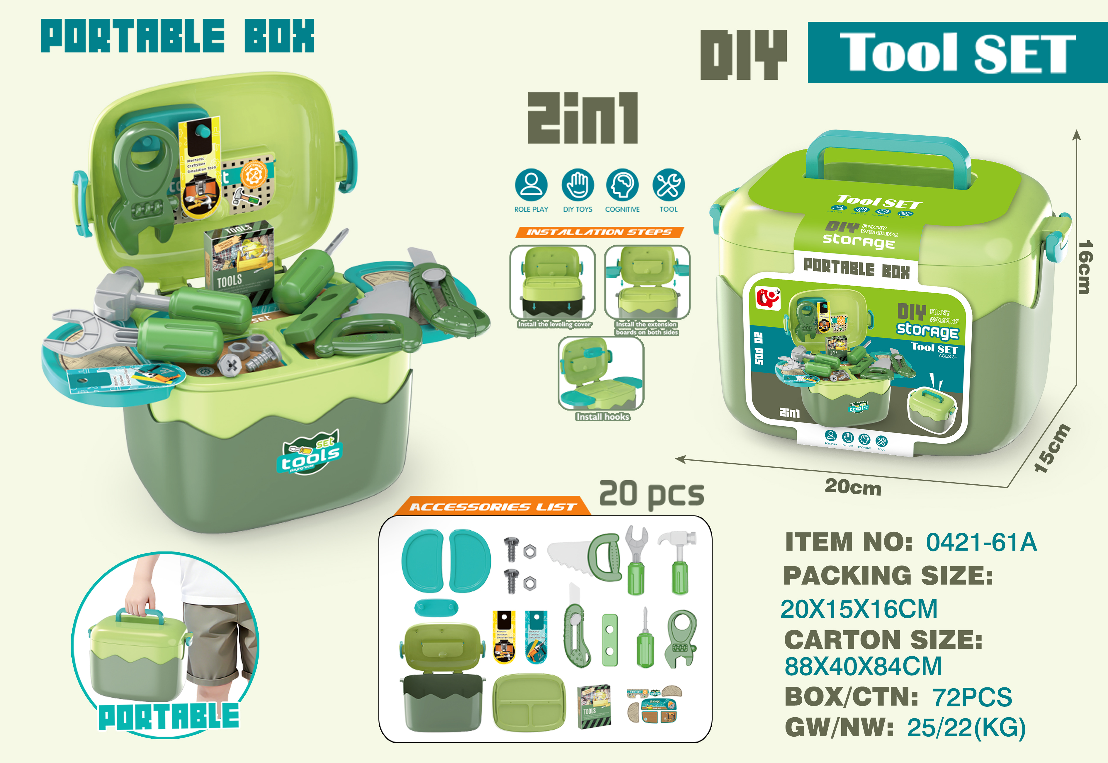 DIY 2 in 1 Tool play set 20pcs