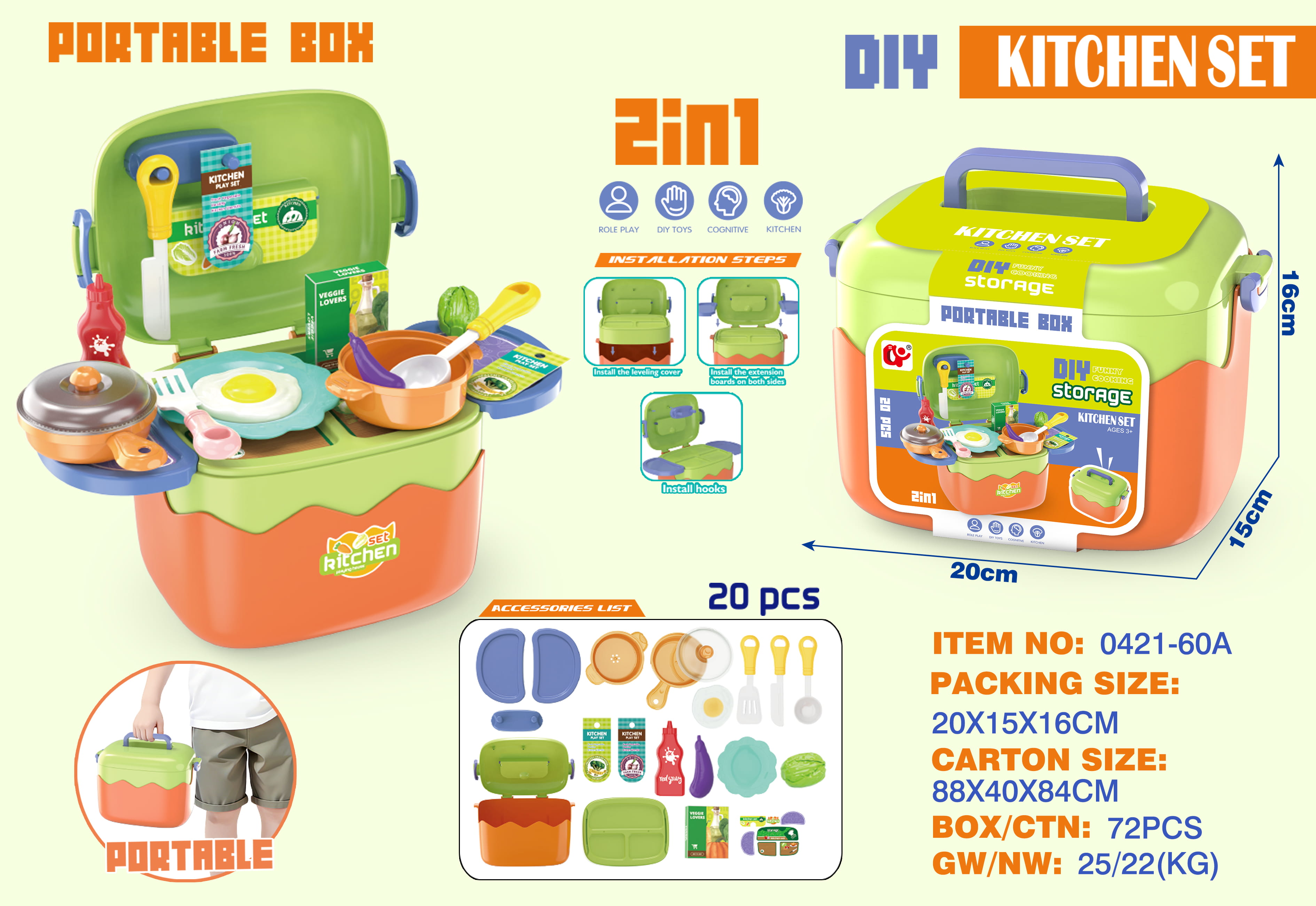 DIY  2 in 1  Kitchen Play Set 20pcs