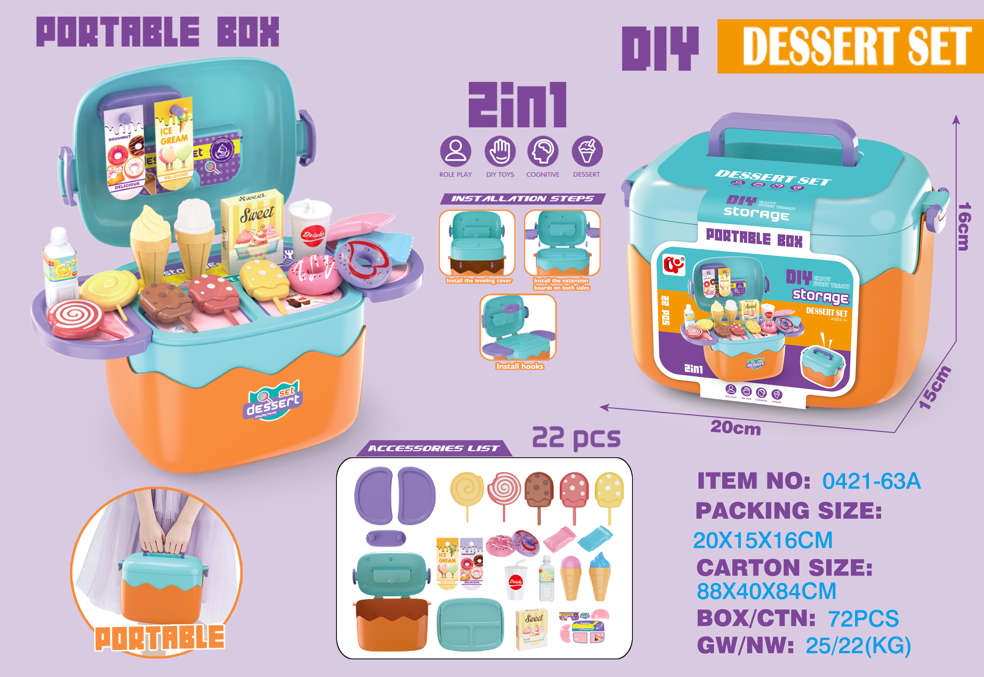DIY 2 in 1 Dessert play set 22pcs