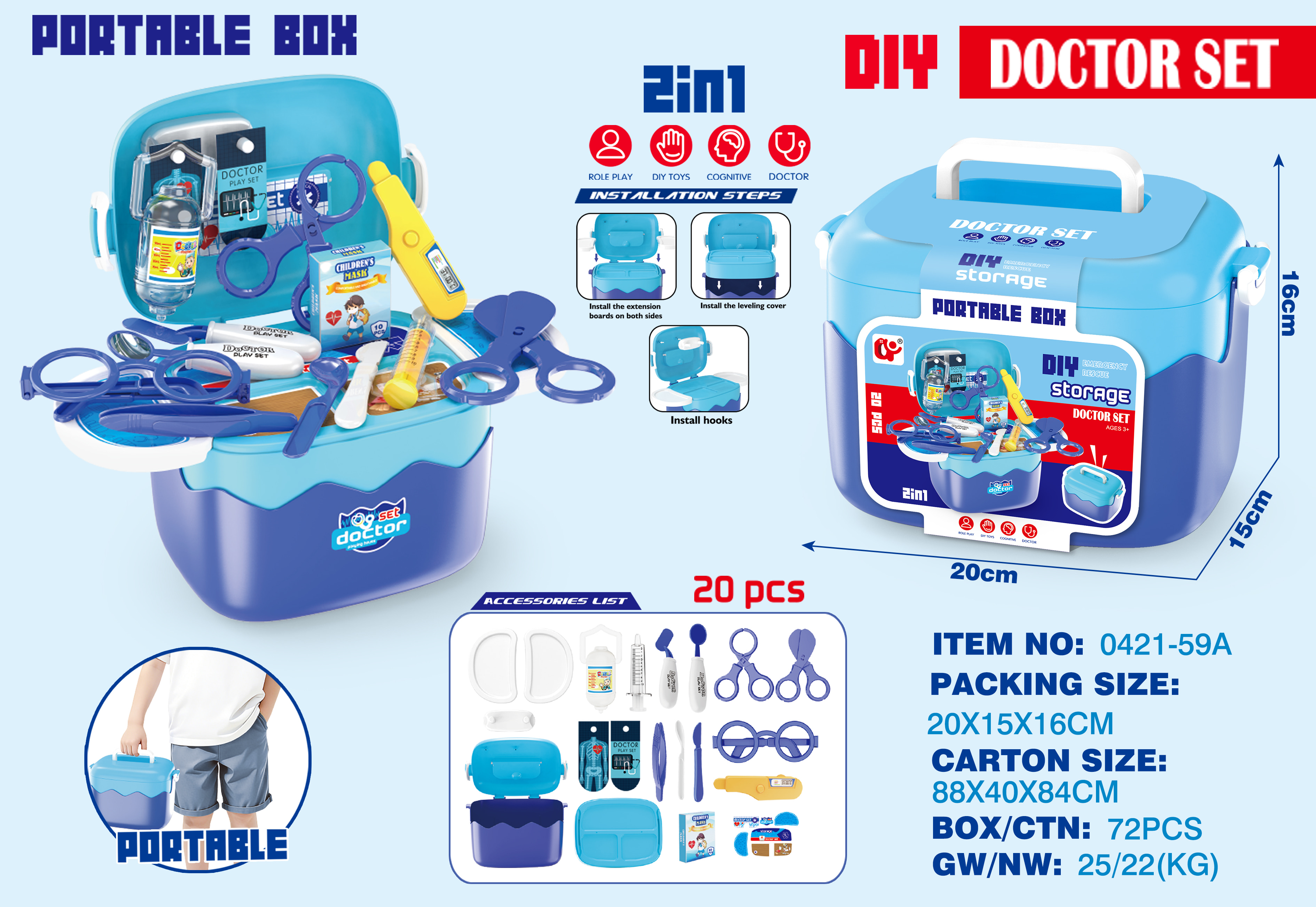 DIY Doctor play set 2 in 1  20pcs