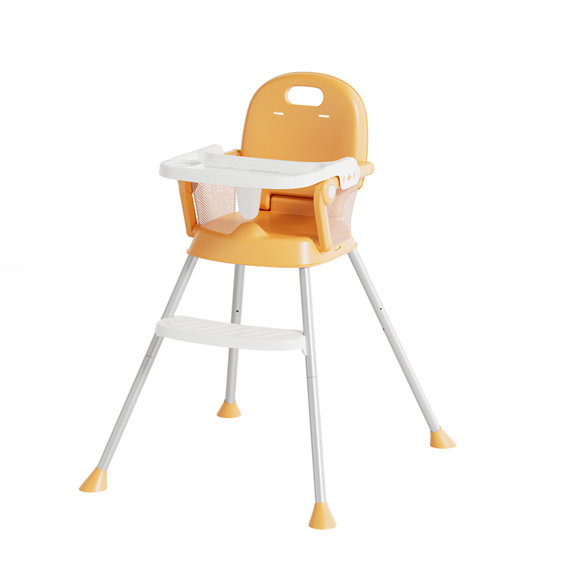 Baby High Chair Plastic Metal Frame Removable Seat Cover Machine Washable Height Adjustable Multifunction 1-4