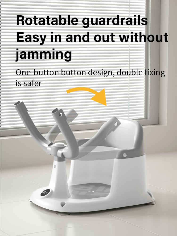 Baby Bath Seat Quick Release One-Hand Fold Armrest 4 Powerful Suction Cups Secure Bathing 1-2 Years
