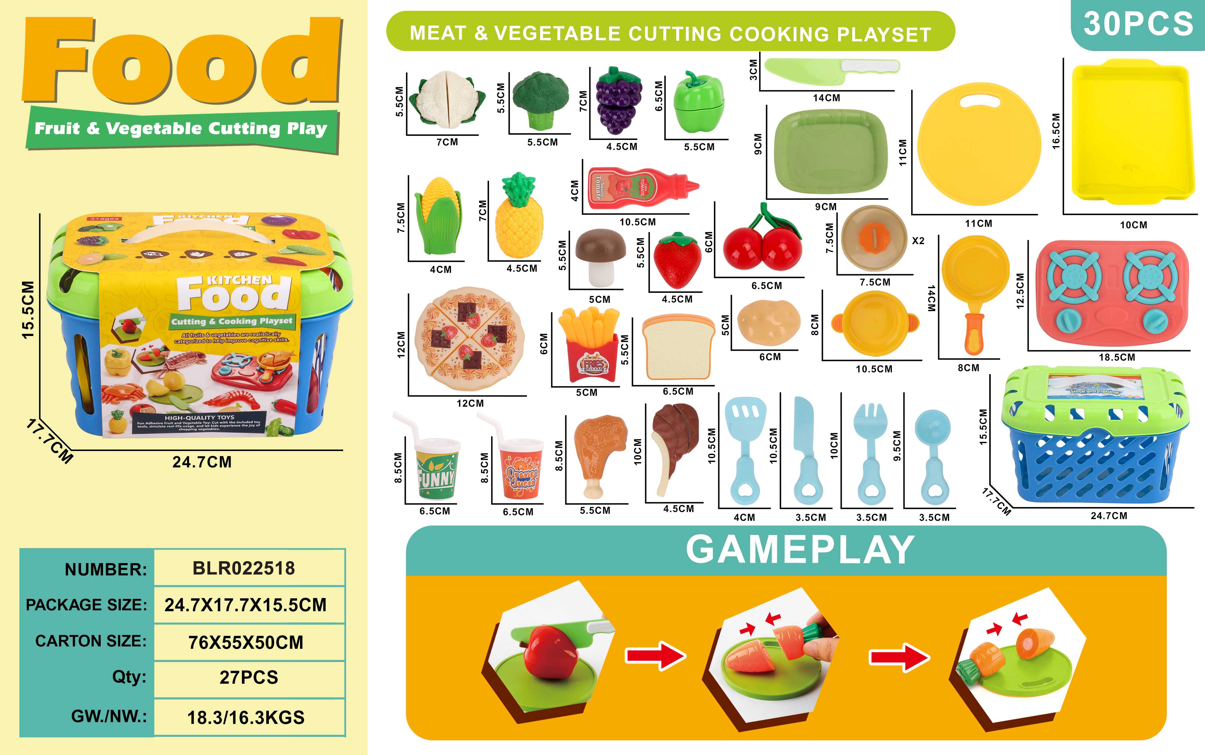 Large fruit vegetable cutting toy set