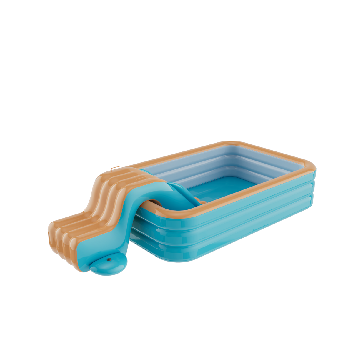 Green‑Orange Flat‑Bottom Inflatable Pool