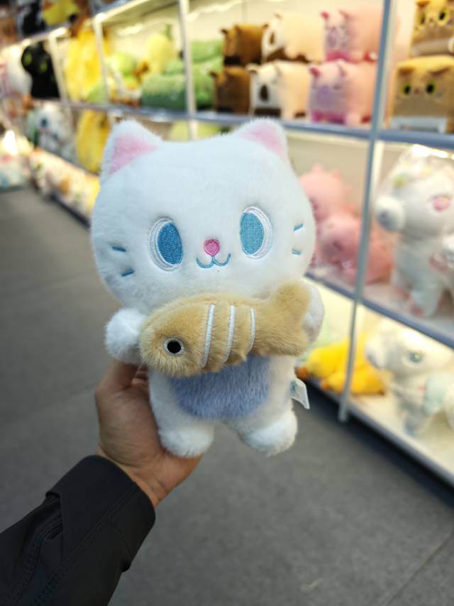 抱鱼小猫公仔