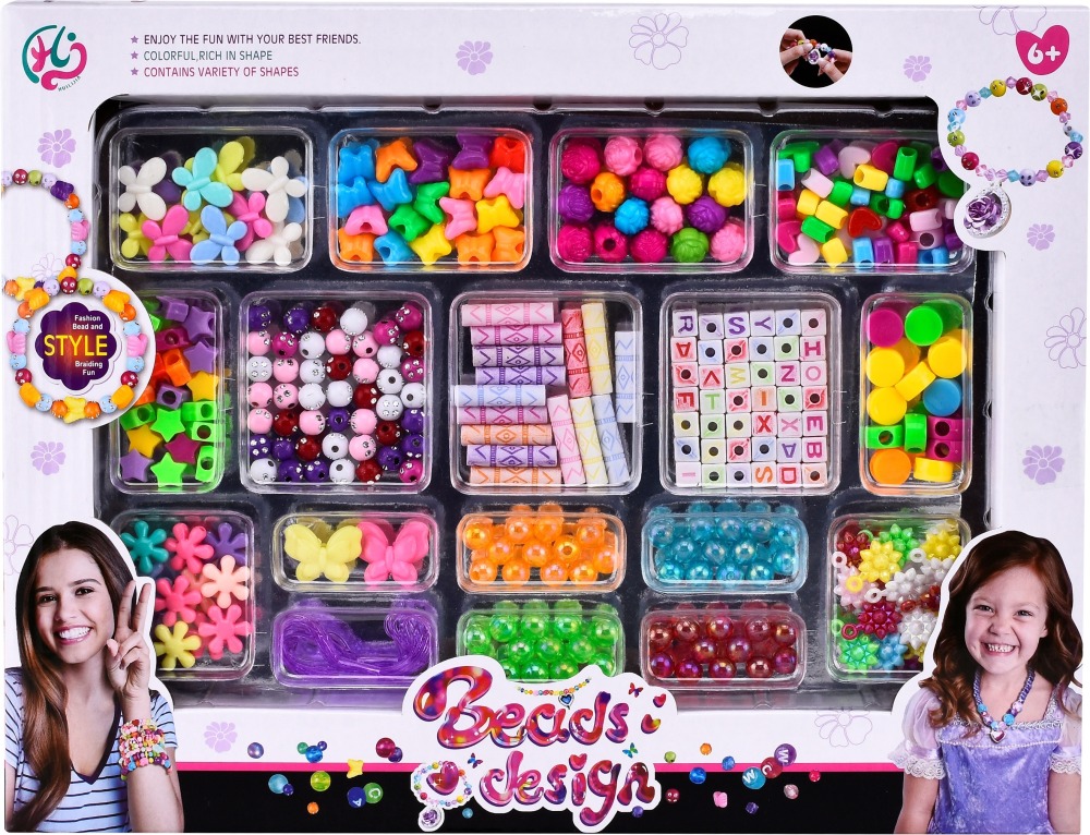 Beaded (Pretend Play Girls DIY Beaded Jewelry Toy Bracelet Pendant)