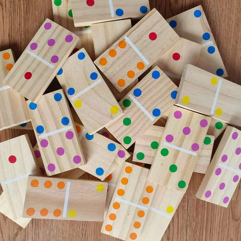 Multcolor Wooden Dominos with storage bag-28pcs/set