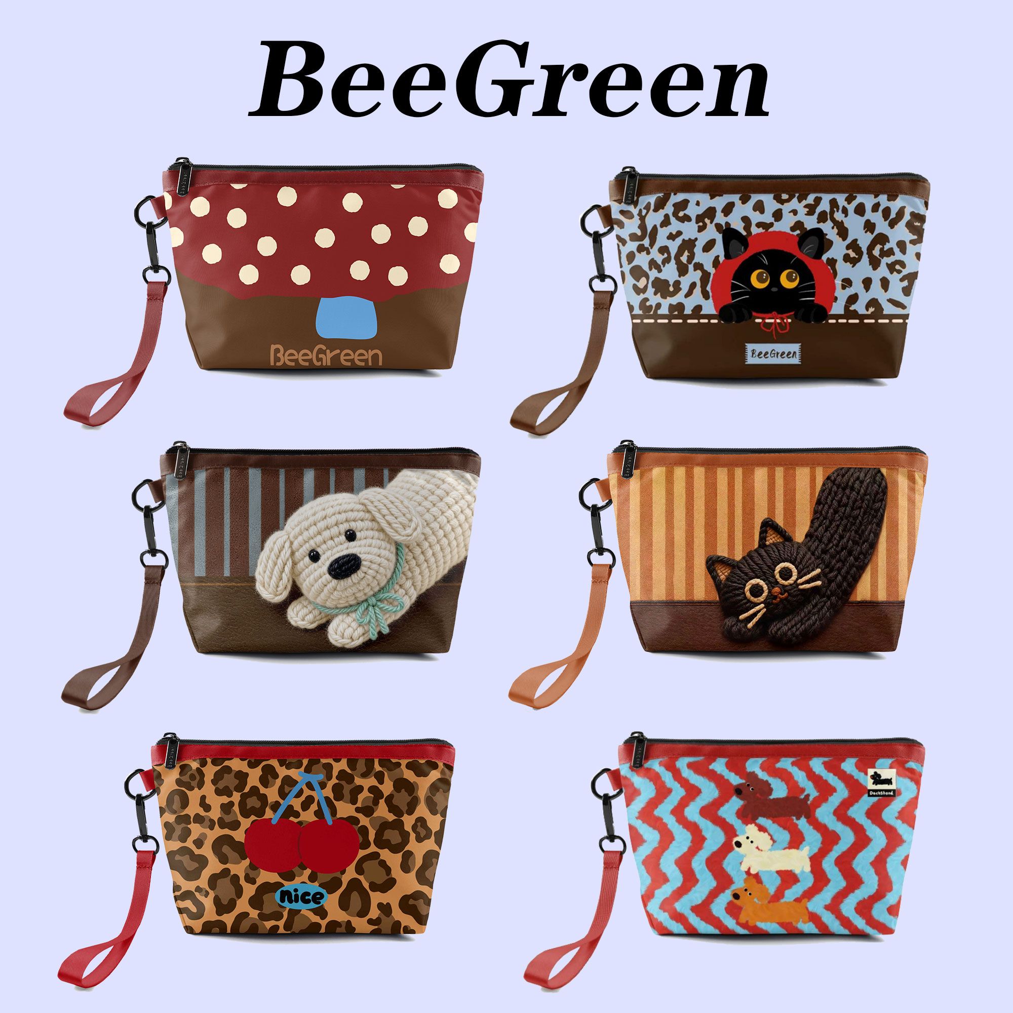 BeeGreen 百搭韩版简约女士手拿包新款防泼水休闲化妆便携包
