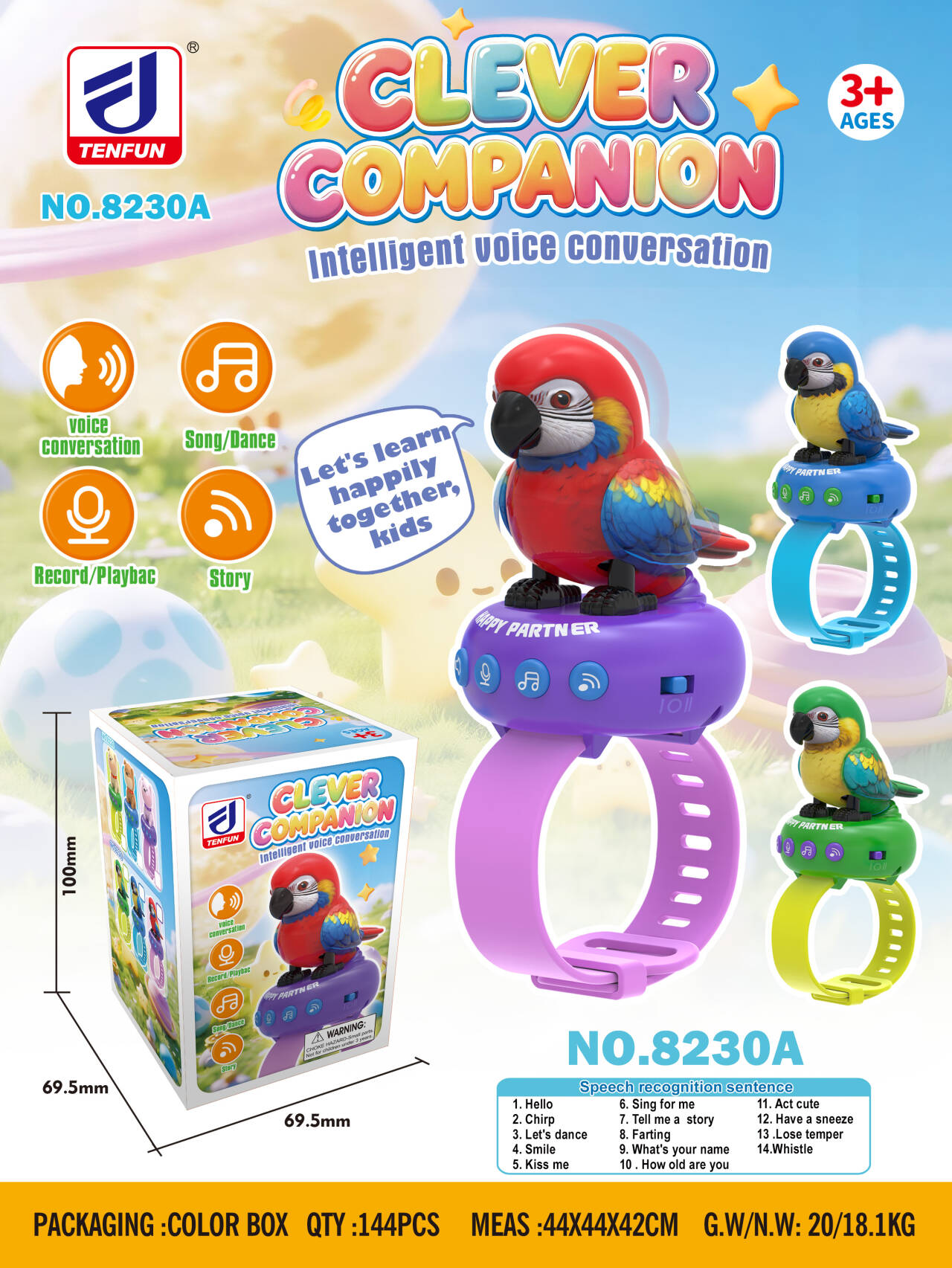 Intelligent speech recognition watch parrot