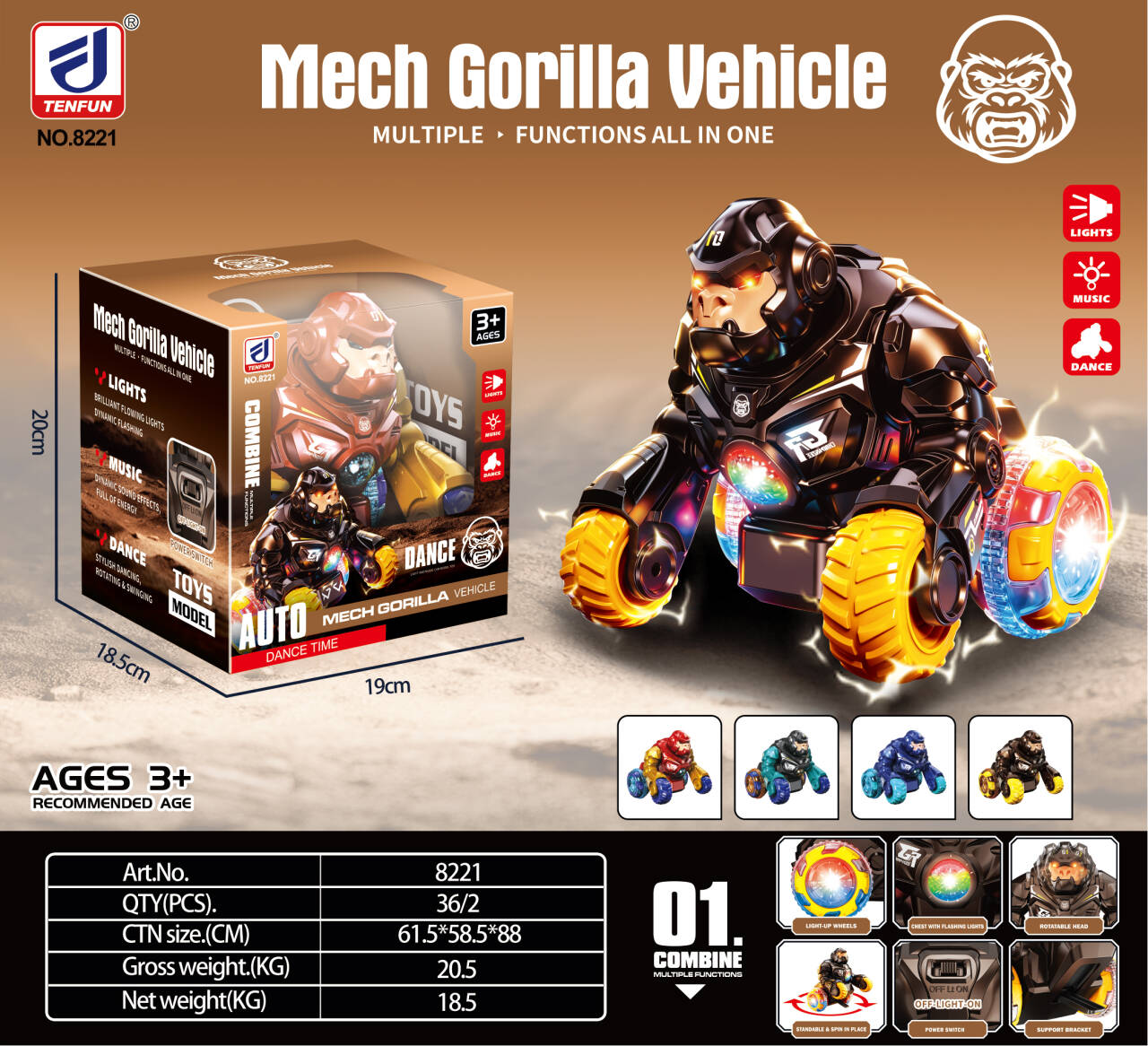 Electric rotating dancing gorilla car