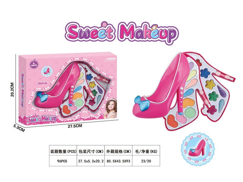 Girls High Heel Shaped Pretend Makeup Kit, Kids Sweet Make Up Cosmetic Toy Set