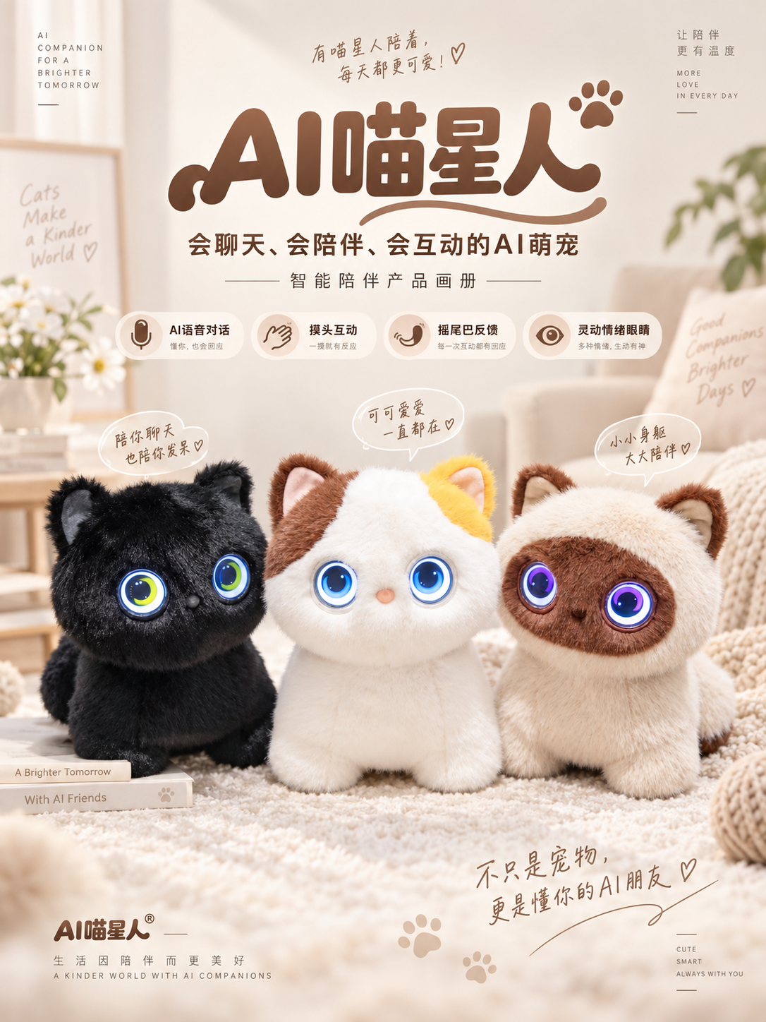 AOOMII AI Meow Star Interactive Plush Pet