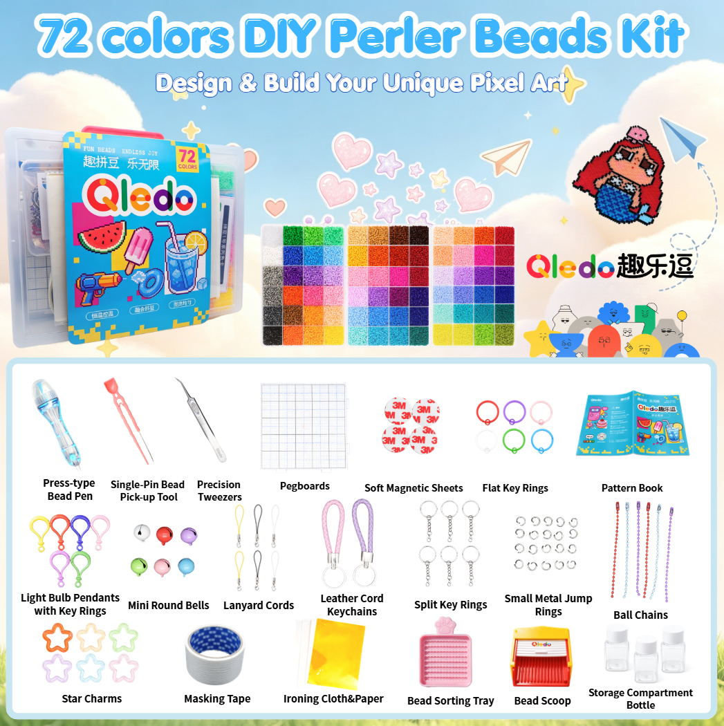 Qledo DIY Fuse Beads Set, 72 Colors