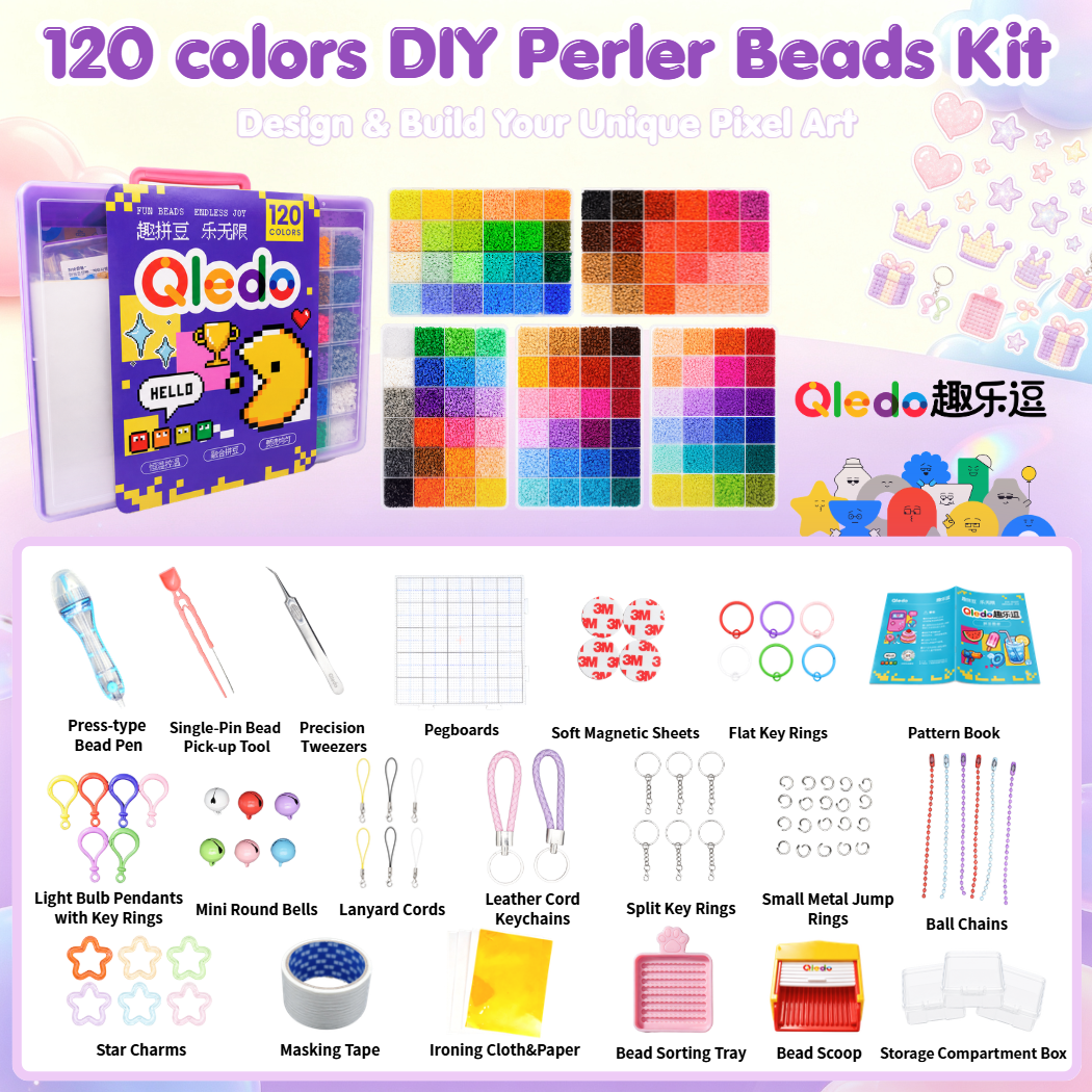 Qledo DIY Fuse Beads Set, 120 Colors