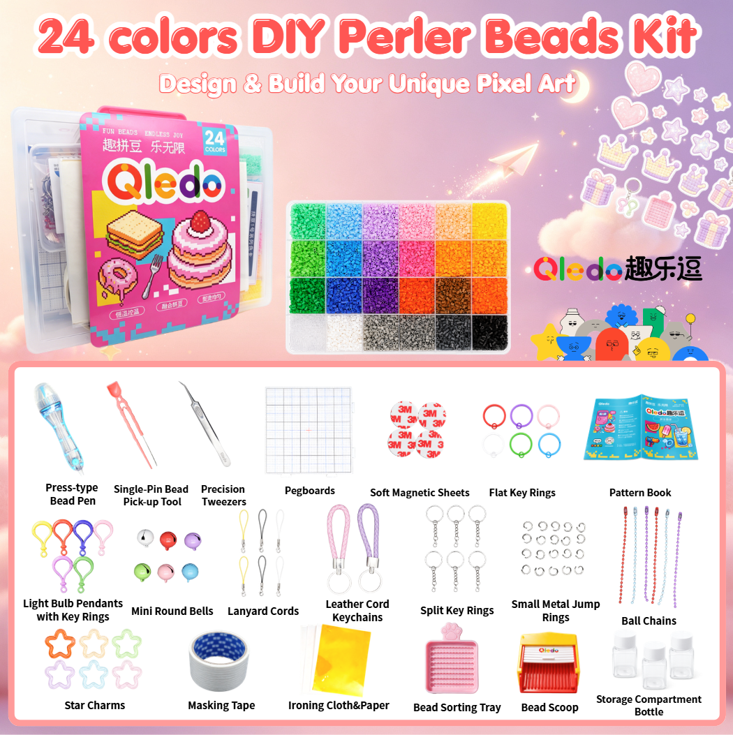 Qledo DIY Fuse Beads Set, 24 Colors