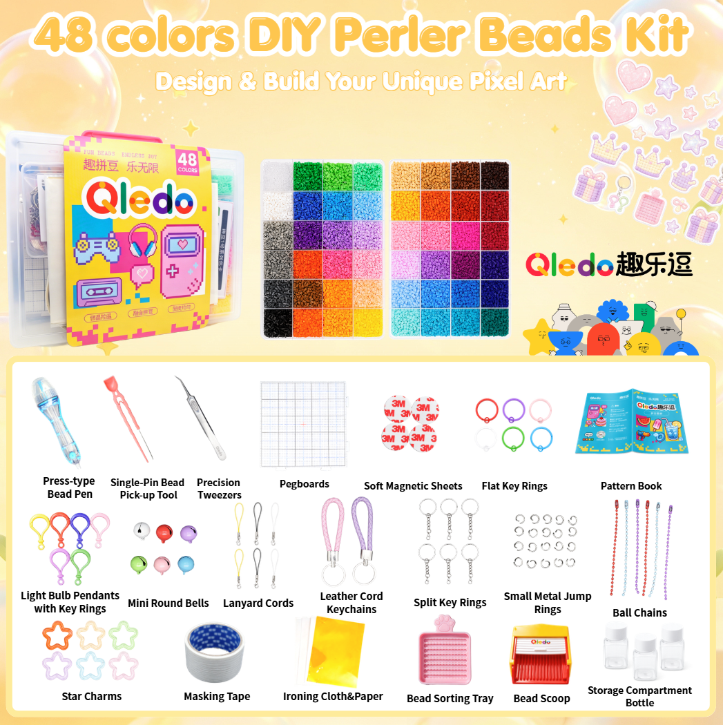 Qledo DIY Fuse Beads Set, 48 Colors